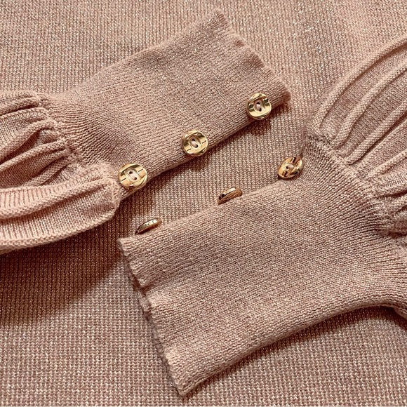Nanette Lapore Pink Blush Sweater Medium Shimmery Long Rib Sleeves Light - Picture 9 of 15